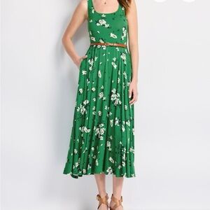 Market & Spruce Green Floral Midi Dress Small